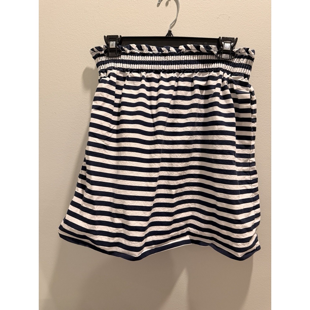 J.Crew Womens Navy Blue White Striped Paperbag Mini Skirt 2 Nautical 72872